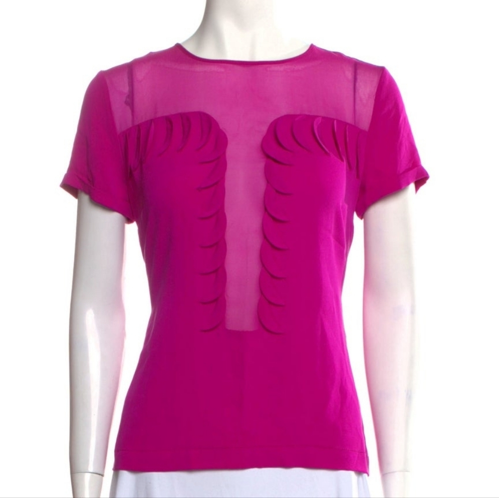 Diane Von Furstenberg Fuchsia Short Sleeve Silk Top